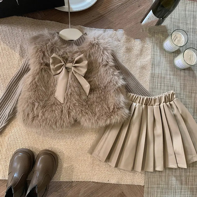 Girls' 3-Piece Autumn & Winter Fashion Suit
