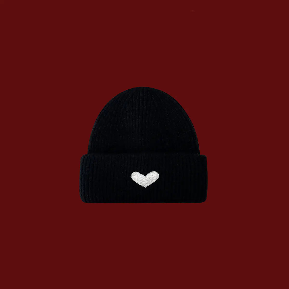 Heart Embroidery Woolen Kids Cap