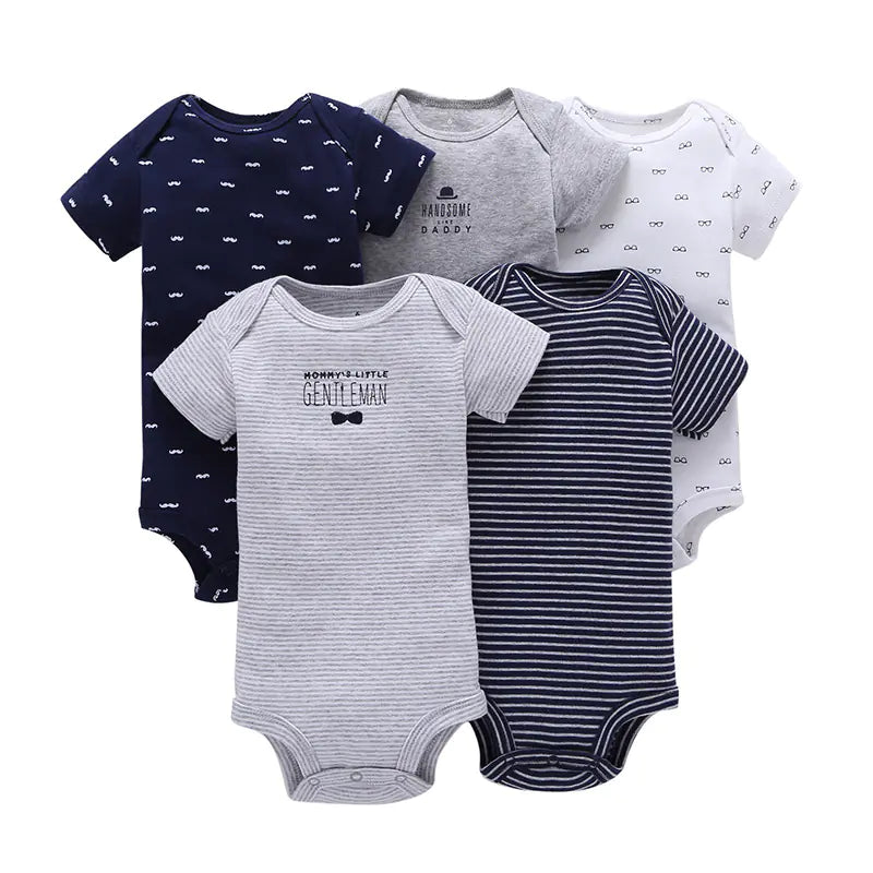 Summer Short Sleeve Baby Romper Set (5 Pieces)