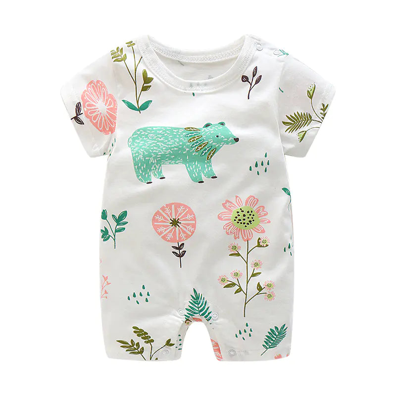Summer Short Sleeve Cotton Baby Romper Bodysuit