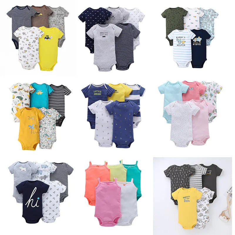 Summer Short Sleeve Baby Romper Set (5 Pieces)
