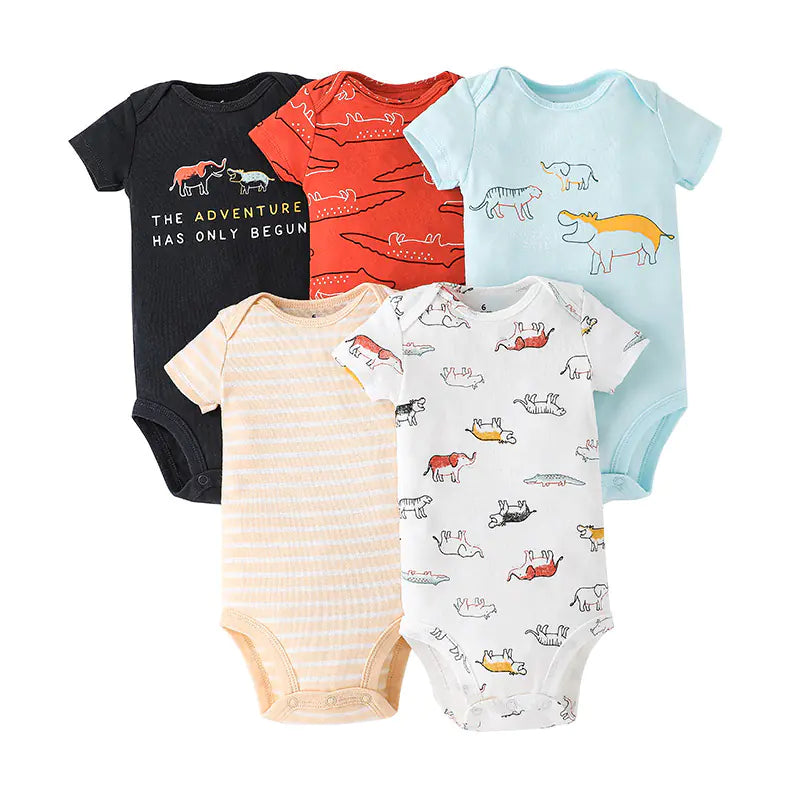 Summer Short Sleeve Baby Romper Set (5 Pieces)