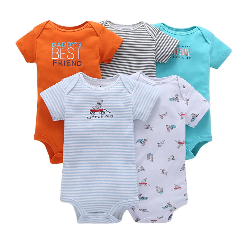 Summer Short Sleeve Baby Romper Set (5 Pieces)