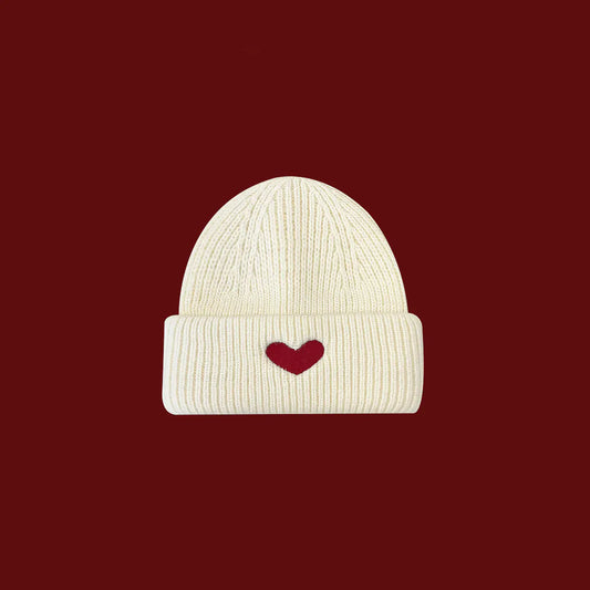 Heart Embroidery Woolen Kids Cap