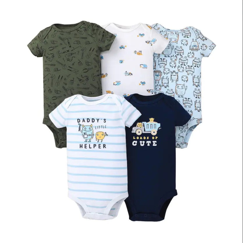 Summer Short Sleeve Baby Romper Set (5 Pieces)